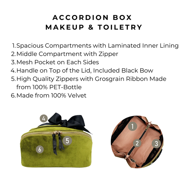 Bag All Accordion Box Makeup & Toiletry Green Velvet