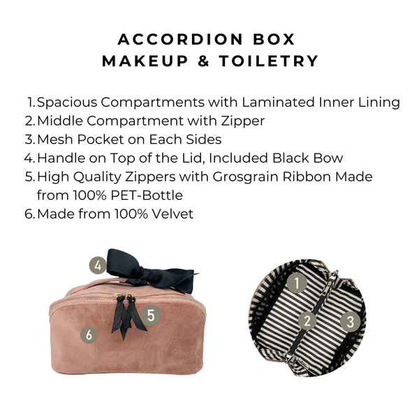 Bag All Accordion Box Makeup & Toiletry Pink Velvet
