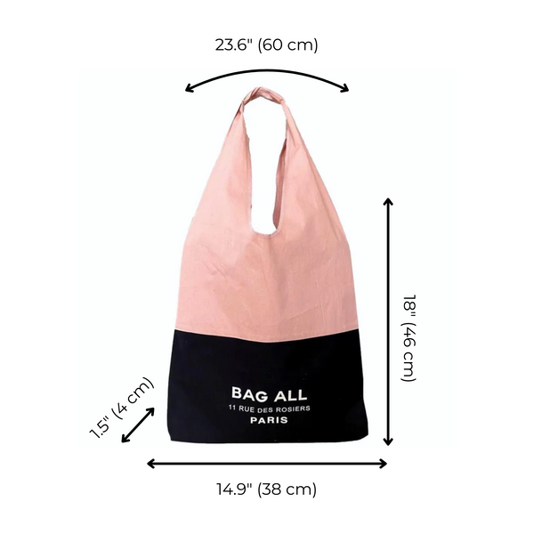 Bag All Bag-all Two Tone Tote Bag Paris Pink/Black