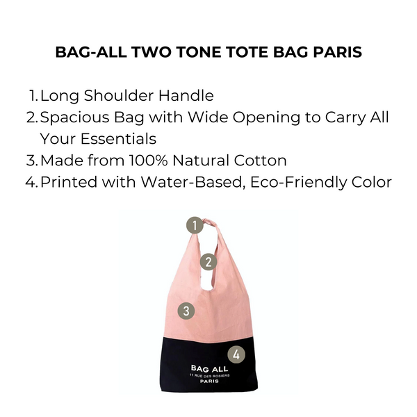 Bag All Bag-all Two Tone Tote Bag Paris Pink/Black