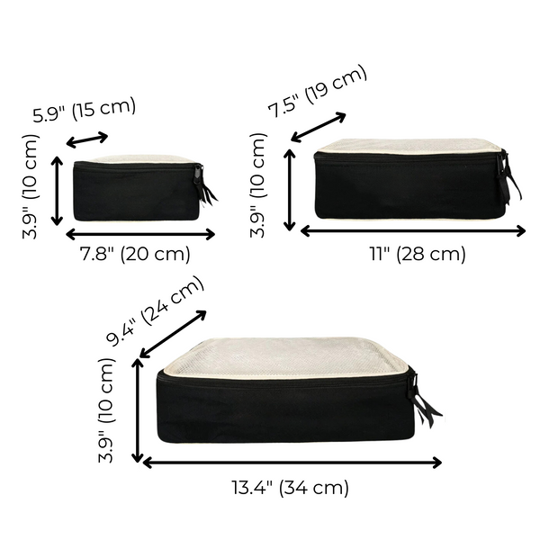 Bag All Cotton Packing Cubes 3-pack Black