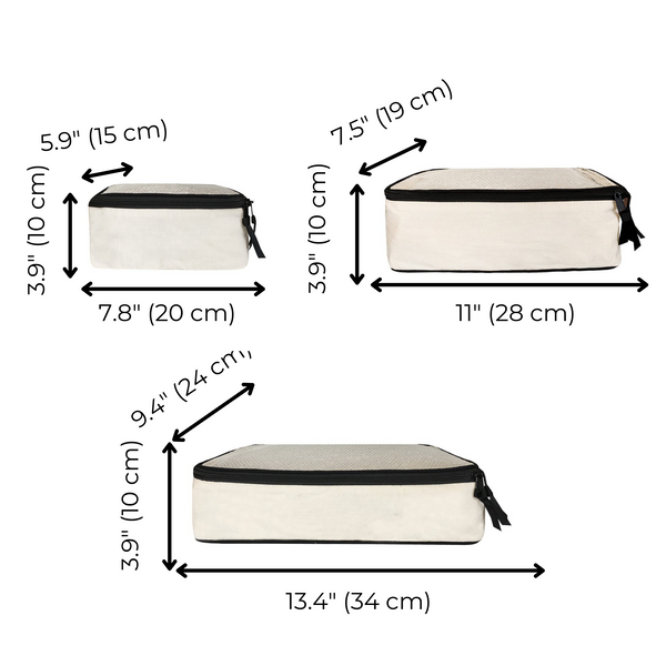 Bag All Cotton Packing Cubes 3-pack Cream