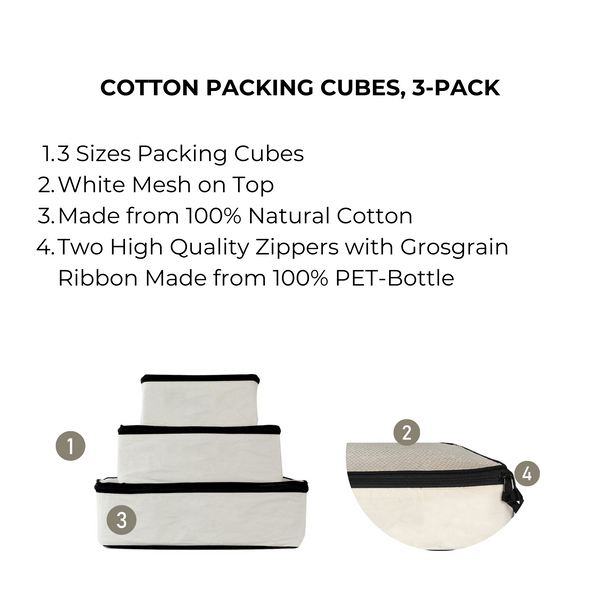 Bag All Cotton Packing Cubes 3-pack Cream