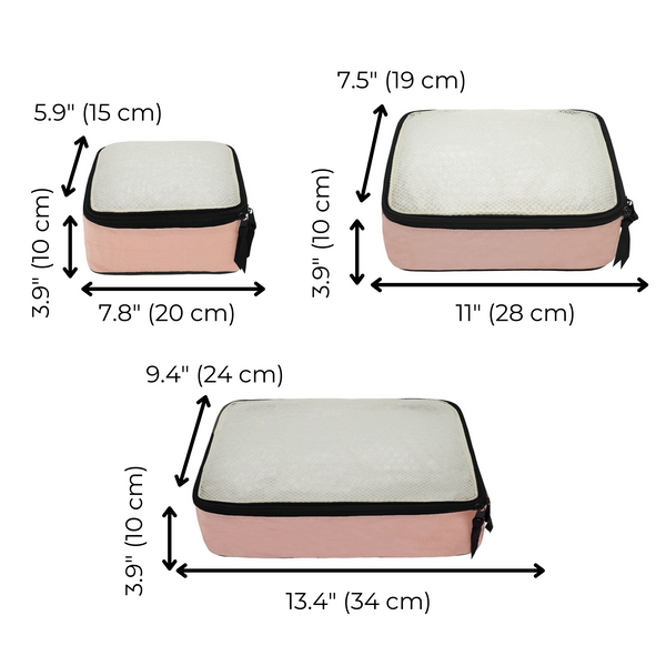 Bag All Cotton Packing Cubes 3-pack Pink/Blush