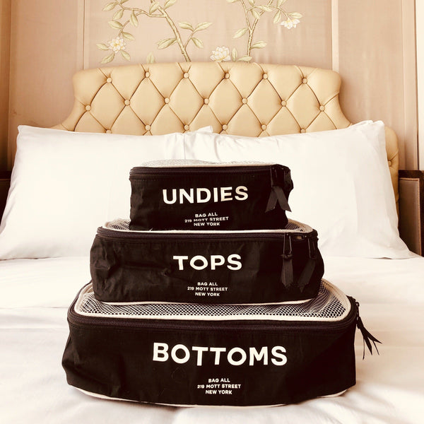 Bag All Cotton Packing Cubes Print 3-pack Black