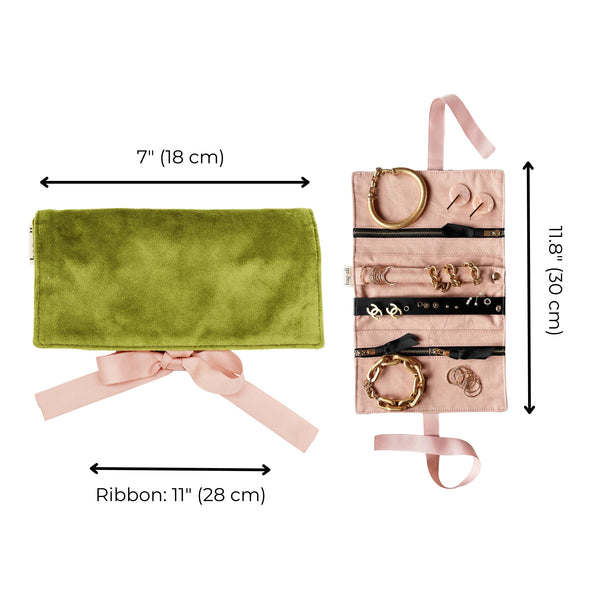 Bag All Couture Jewelry Roll Medium Green Velvet