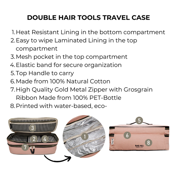 Bag All Double Hair Tools Travel Case Pink/Blush