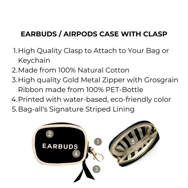Bag All Earbuds/Airpods Case With Clasp Black