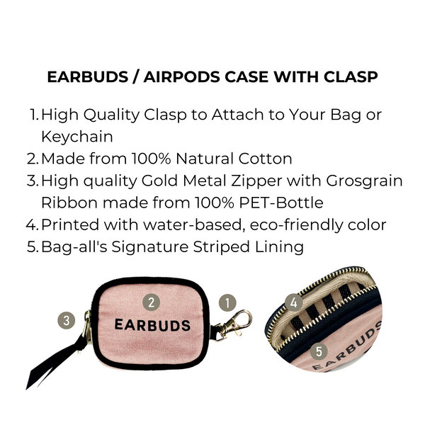 Bag All Earbuds/Airpods Case With Clasp Pink