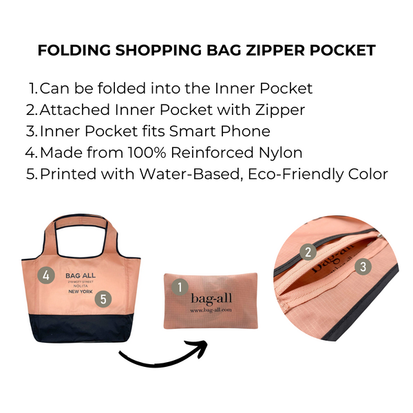 Bag All Folding Shopping Bag Zipper Pocket Pouch