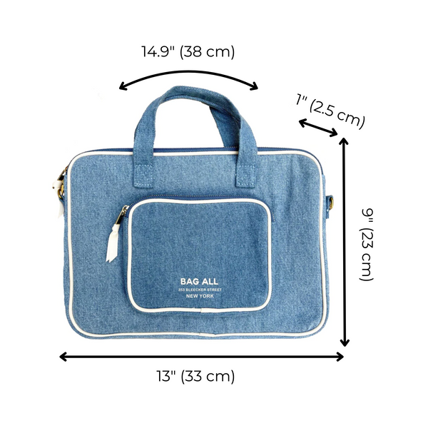 Bag All Laptop Case 13" Handle & Charger Pocket Denim