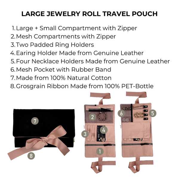Bag All Large Jewelry Roll Travel Pouch Black