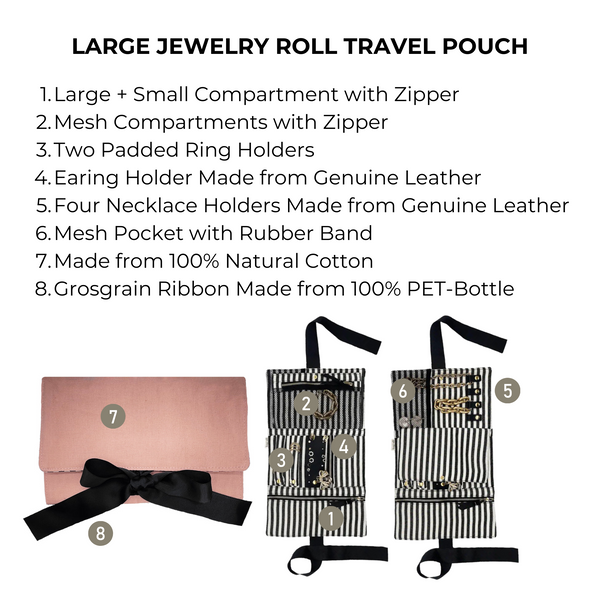 Bag All Large Jewelry Roll Travel Pouch Pink/Blush