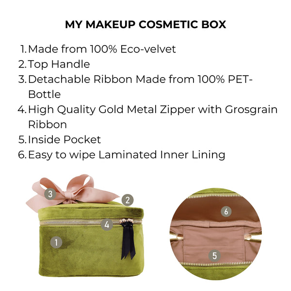 Bag All My Makeup Cosmetic Box Green Velvet