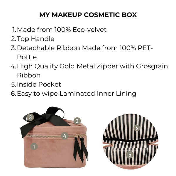 Bag All My Makeup Cosmetic Box Pink Velvet
