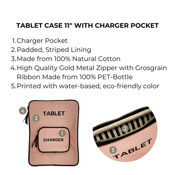 Bag All Tablet Case 11" Charger Pocket Pink/Blush