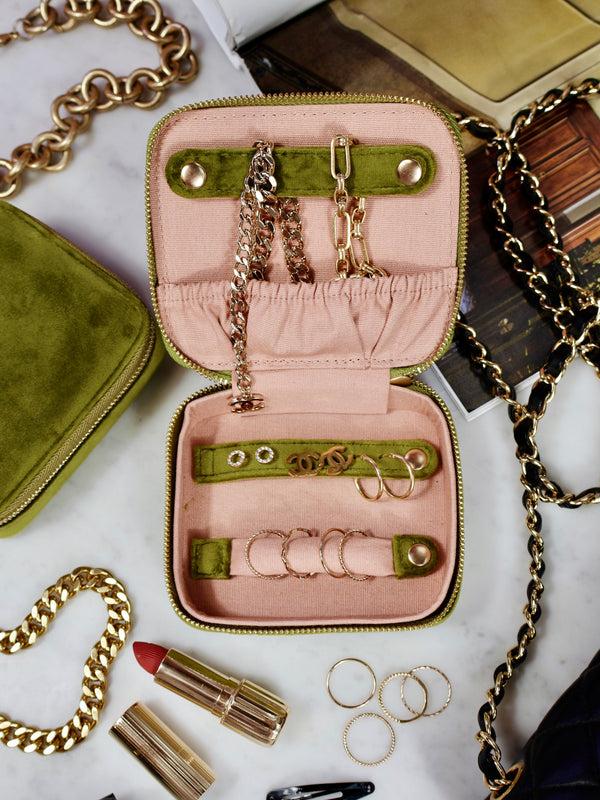 Bag All Cute Jewelry Box Monogrammable Green Recycled Velvet