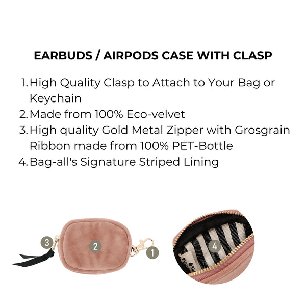 Bag All Earbuds/Airpods Case With Clasp Pink Velvet
