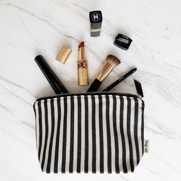 Bag All Handbag Organizer Trio: Trinket Makeup & Earbud Cases Striped