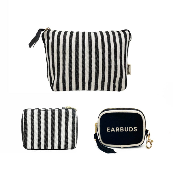 bag all Handbag Organizer Trio: Trinket Makeup & Earbud Cases Striped