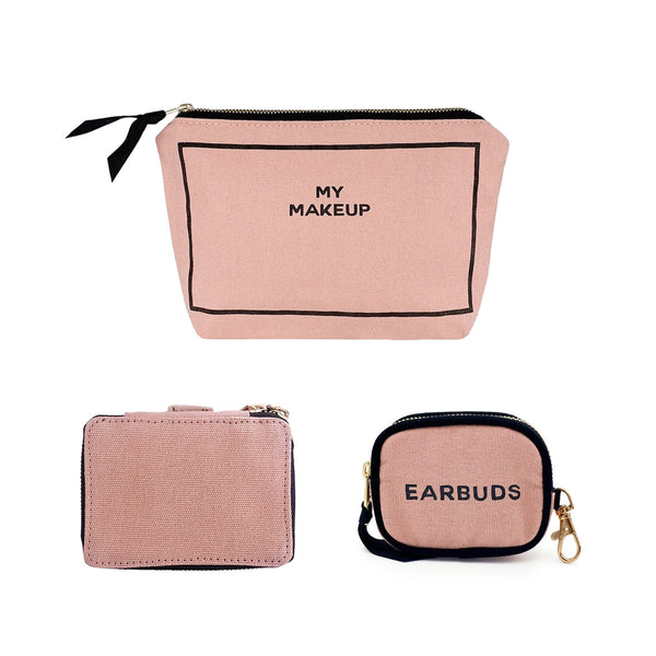 bag all Handbag Organizer Trio: Trinket Makeup & Earbud Cases Pink/Blush