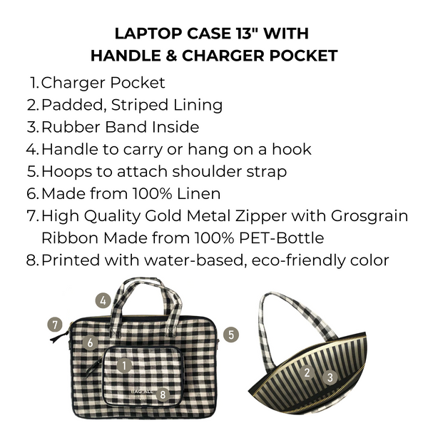 Bag All Laptop Case 13" Handle & Charger Pocket Gingham