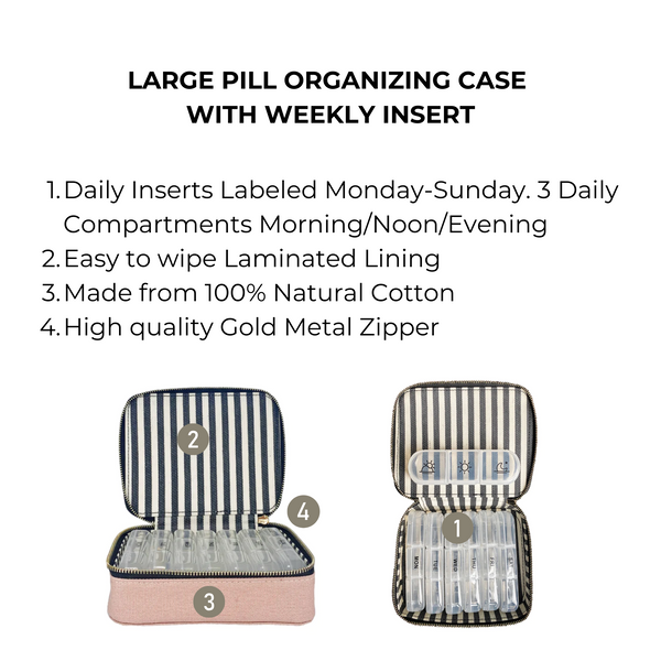 Bag All Large Pill Travel Case With Individual Daily Pill Organizer Pink/Blush