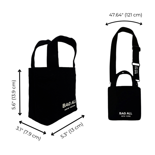 Bag All Mini Tote Bag With Strap And Inside Pocket Black
