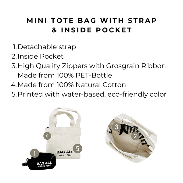 Bag All Mini Tote Bag With Strap And Inside Pocket Cream
