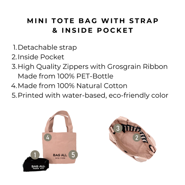 Bag All Mini Tote Bag With Strap And Inside Pocket Pink/Blush