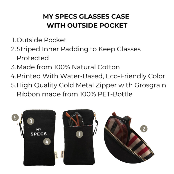 Bag All My Specs Glasses Case With Outside Pocket Black