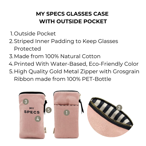 Bag All My Specs Glasses Case With Outside Pocket Pink/Blush