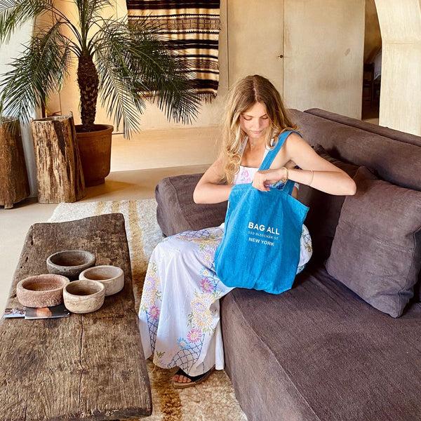 Bag All New York City Tote With Zipper And Inside Pocket Denim