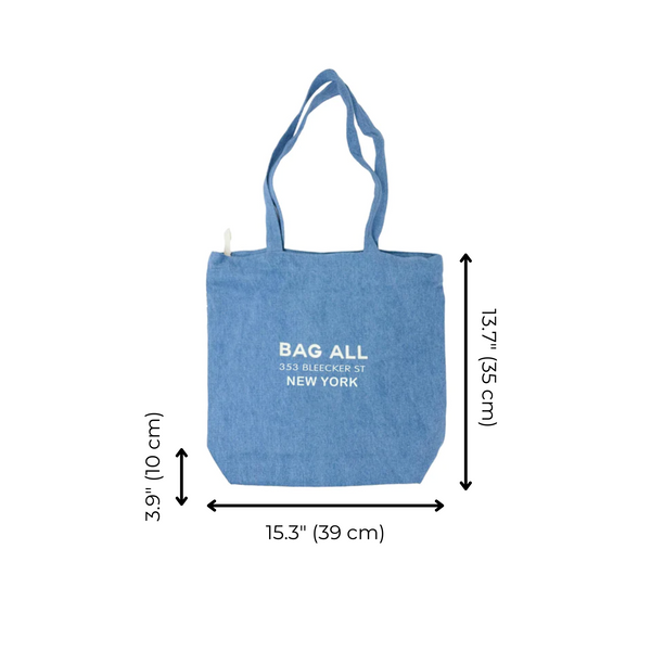 Bag All New York City Tote With Zipper And Inside Pocket Denim