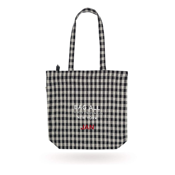 Bag All New York City Tote With Zipper And Inside Pocket Gingham