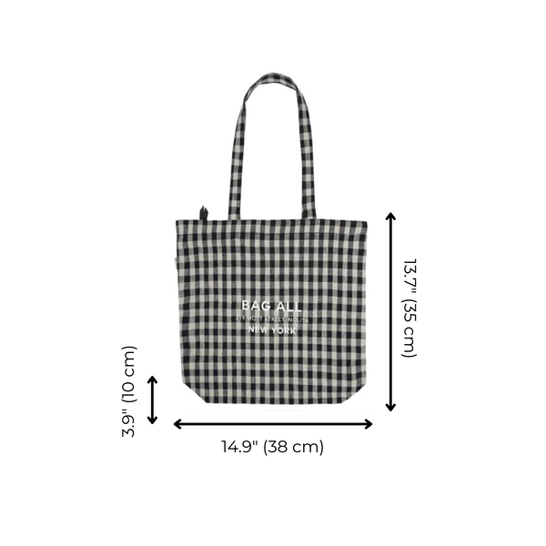 Bag All New York City Tote With Zipper And Inside Pocket Gingham