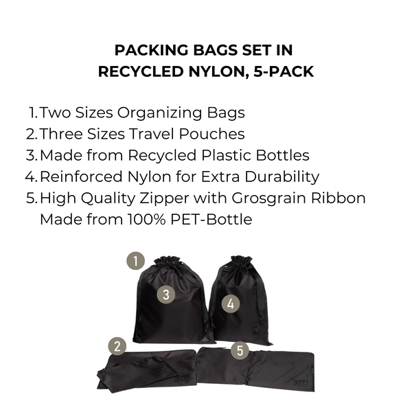 Bag All Packing Bags Set In Recycled Nylon 5-pack Black