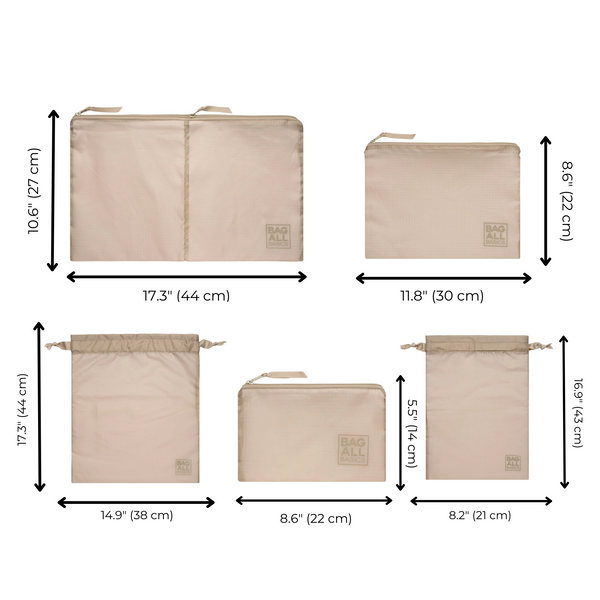 Bag All Packing Bags Set In Recycled Nylon 5-pack Taupe