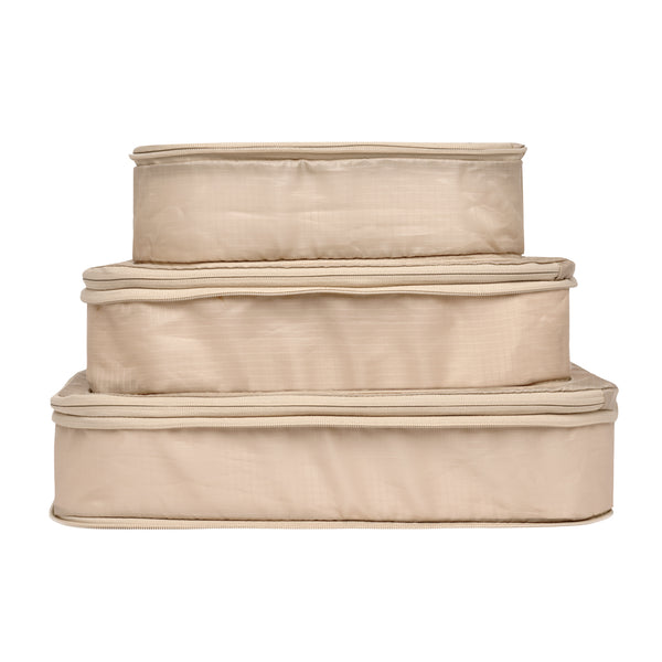 Bag All Re-cycled And Reinforced Nylon Compression Packing Cubes 3-pack Taupe