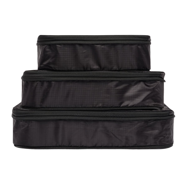 Bag All Re-cycled And Reinforced Nylon Compression Packing Cubes 3-pack Black