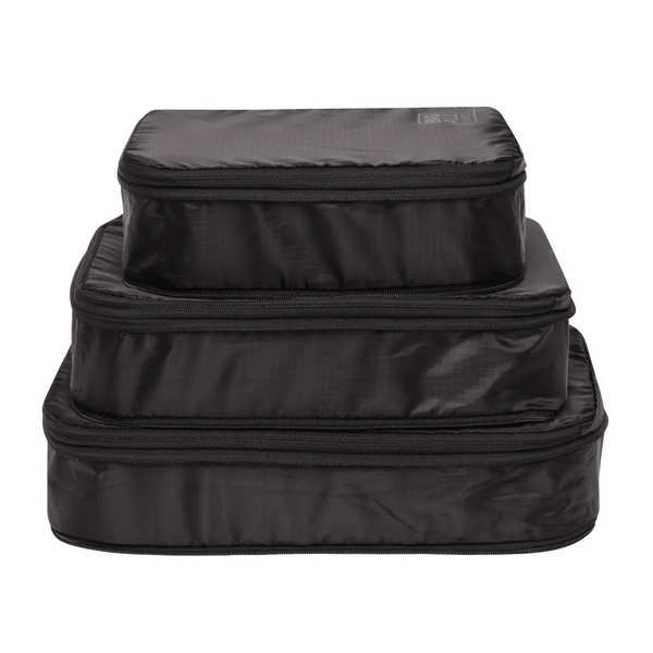 bag all Re-cycled and Reinforced Nylon Compression Packing Cubes 3-pack Black