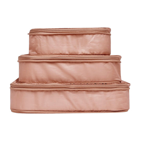 Bag All Re-cycled And Reinforced Nylon Compression Packing Cubes 3-pack Pink/Blush