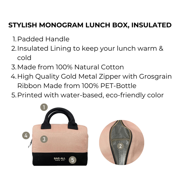 Bag All Stylish Monogram Lunch Box Insulated Pink/Blush