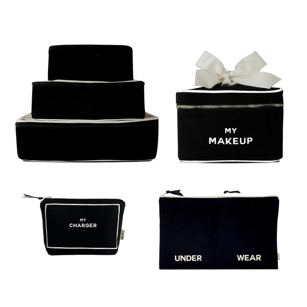 bag all Travel Glam 4-Pack: Organize Lingerie Makeup & Tech Black