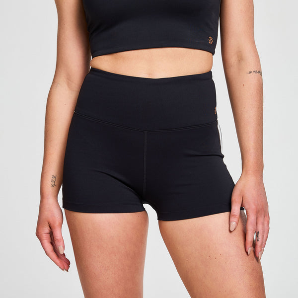 bahé yoga ATTUNE HIGH-RISE SHORTS 2.5" BLACK/COCONUT