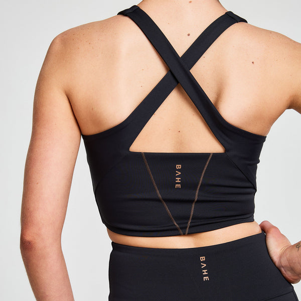 Bahé Yoga ATTUNE CROSS BACK TOP BLACK
