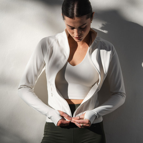Bahé Yoga ATTUNE SEAMED ZIP THROUGH JACKET COCONUT
