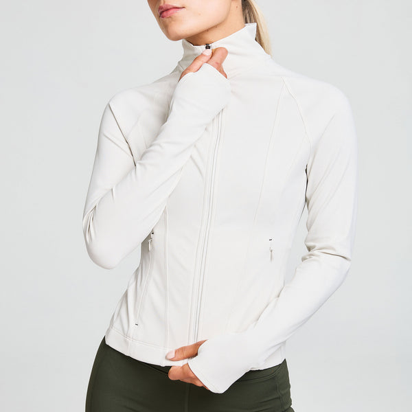 bahé yoga ATTUNE SEAMED ZIP THROUGH JACKET COCONUT