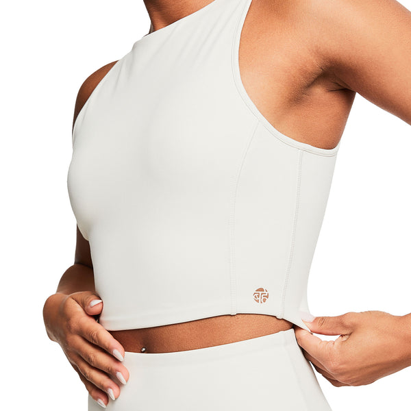 Bahé Yoga REFORMA HIGH NECK LONGLINE CROP COCONUT