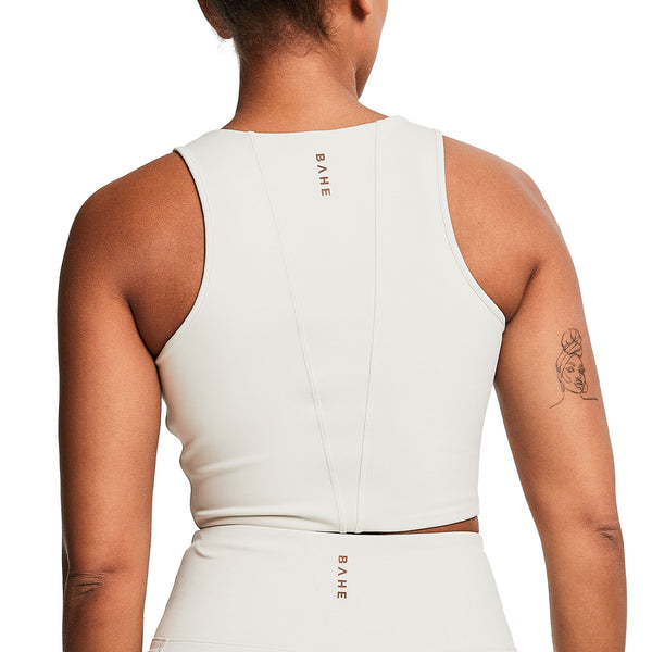 Bahé Yoga REFORMA HIGH NECK LONGLINE CROP COCONUT